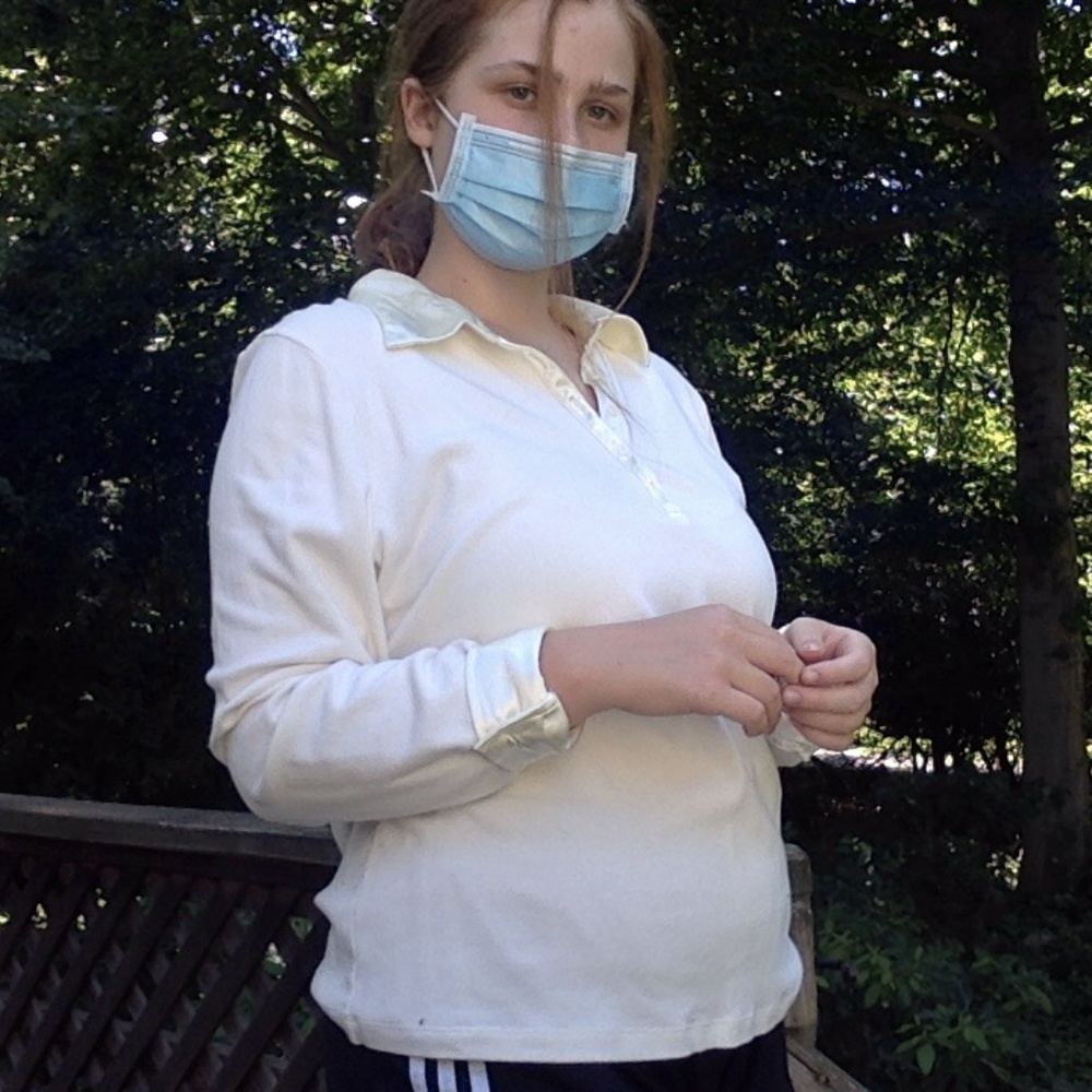 white long-sleeved shirt with collar